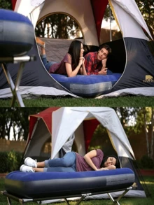 1pc Multi-Size Household Inflatable Mat, Flocked Wear-Resistant And Moisture-Proof Nap Bed, Portable For Outdoor Camping, Foldable Thickened Inflatable Mattress. - Royal Blue - View 4