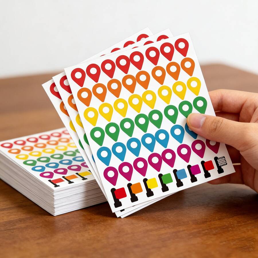10pcs Colorful Position Labels Color-Coded Indicators Suitable For Camping, Travel, Craft Projects, Office Supplies, Scrapbooking, DIY Decoration PVC Self-Adhesive Stickers - Colored Location Labels - View 1