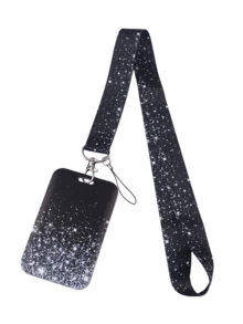 1 Set Glitter Pattern Fashionable Personalized Push-Pull Card Holder, Glitter Pattern Printed Keychain Pendant Bag Charm, Student ID Bus Card Protective Sleeve, Suitable For Office Workers And Students Daily Use - Rectangle - View 10