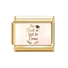1pc Gold Tone Italian Style Graduation & Inspirational Quote Printed Pendant, English-Italian Bilingual Slogan DIY Jewelry Accessory, Suitable For Graduation Gift - Graduation Season Printing Module - View 10