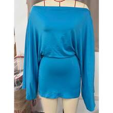 Women's Off Shoulder Bodycon Mini Dress With Batwing Long Sleeves And Wrap Detail, Perfect Party Style - Peacock Blue - View 8