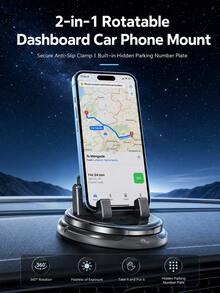 Multifunctional Hidden Parking Sign Car Phone Holder, 360 Degree Rotating Anti-Slip Center Console Navigation Mount, Universal Car Phone Holder - A - View 2