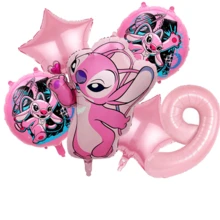 Angel Stitch Party Balloon Set, Pink Star And Round Printed Foil Balloons, Suitable For Birthday Party, Anime Theme Photo Decoration - As Shown In the Figure - View 12