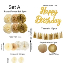 Gold Birthday Party Decorations, Gold Glitter "This Is My Golden Birthday" Banner Photo Backdrop Suitable For Women And Men, Fun Birthday Party Supplies Suitable For Weddings - Happy Birthday Platinum Lantern Set - View 11