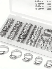 20/60pcs Adjustable Soft Tube Clamps, 201 Stainless Steel, Double Ears With Fasteners, DIY Air Duct Clip Set, Rust Resistant - Stainless Steel - View 12