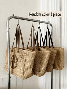 Elevate Your Summer Ensemble With This Must-Have Woven Straw Tote Bag Crafted From Premium Straw It Boasts A Sleek Logo Accent Sturdy PU Leather Strap - 彩色 - 查看 14