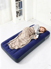 1pc Multi-Size Household Inflatable Mat, Flocked Wear-Resistant And Moisture-Proof Nap Bed, Portable For Outdoor Camping, Foldable Thickened Inflatable Mattress. - Royal Blue - View 3