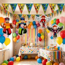 Roblox 4SET Party Decoration Background Decor, 1Set/15pCS Banner Birthday And Graduation Party Gift Balloons. Suitable For Thanksgiving, Halloween And Christmas Events Suitable For Celebration, Party And Unique Occasions - ROBLO Foil Balloons B Banner Background - View 8