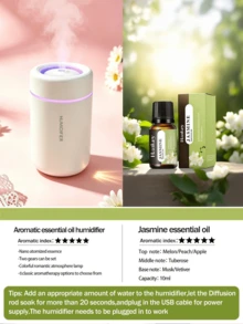 Mini humidificador colorido con luz ambiental, negro/blanco. LED degradado incorporado, silencioso, aromaterapia y humidificación. Ajustes de doble niebla fina, sin mojar el escritorio. Alimentado por USB, adecuado para el hogar, oficina, dormitorio, coche, baño, hotel, sala de yoga, habitación de mascotas. - Mist - Ver 27