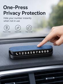 New PU Leather Temporary Parking Number Plate, High-End Car Phone Number Display Card, Hidden Design Vehicle Mobile Call Card, Premium Car Interior Decoration Accessory - A - View 4