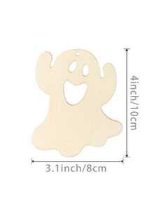 10/20 piezas Decoraciones colgantes de Halloween, adornos de fantasmas de madera en blanco, adecuados para pintura DIY, decoración del hogar para fiestas de Halloween, adecuados para interiores, exteriores, jardín, césped, fiesta, regalo portátil de vacaciones, suministros para fiestas de terror en el hogar - Decoraciones de madera hechas en casa - Ver 9