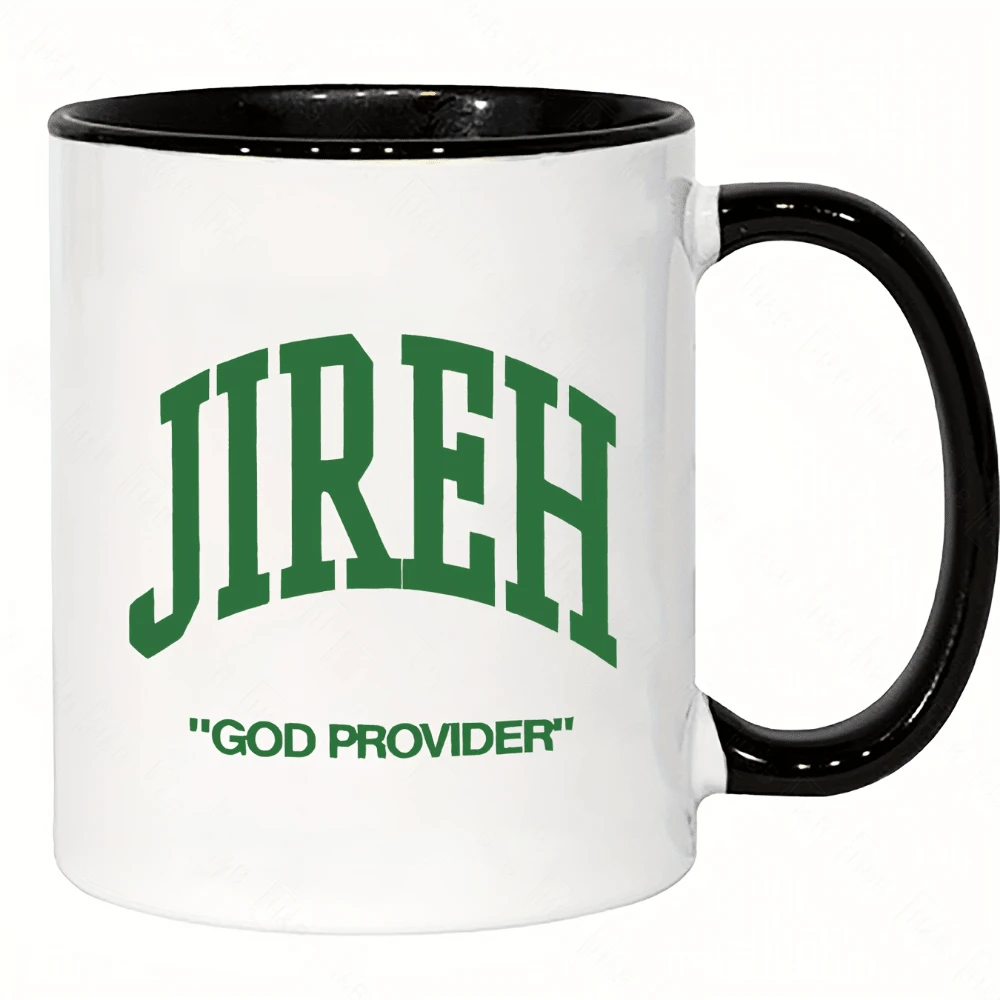 Taza con estampado Jireh God Provider inspirador y elegante diseño minimalista Taza de cerámica ideal como taza económica para regalo de cumpleaños o café. - Negro - Ver 1