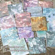4pcs The Dream Butterfly Notes Are Sticky. They Feature A Romantic, Fresh And Beautiful Landscape. They Are Ideal For Student Note-Taking,Back To School Supplies - one-size - View 2