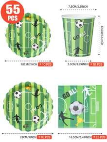 100/55/25/10pcs Soccer Party Tableware Supplies, 7/9 Inch Disposable Paper Plates, Paper Cups And Napkins, Party Tableware For Boys Sports Theme Birthday Party Decorations - Multicolor - View 13