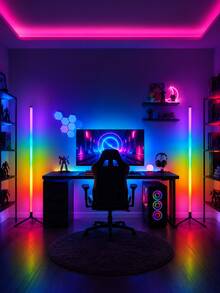 1個 [房間裝飾燈] 1.24米 RGB 地面氛圍燈，遙控顏色調節，適用於電視牆、床邊、遊戲室和家居裝飾 - 彩色 - 查看 3