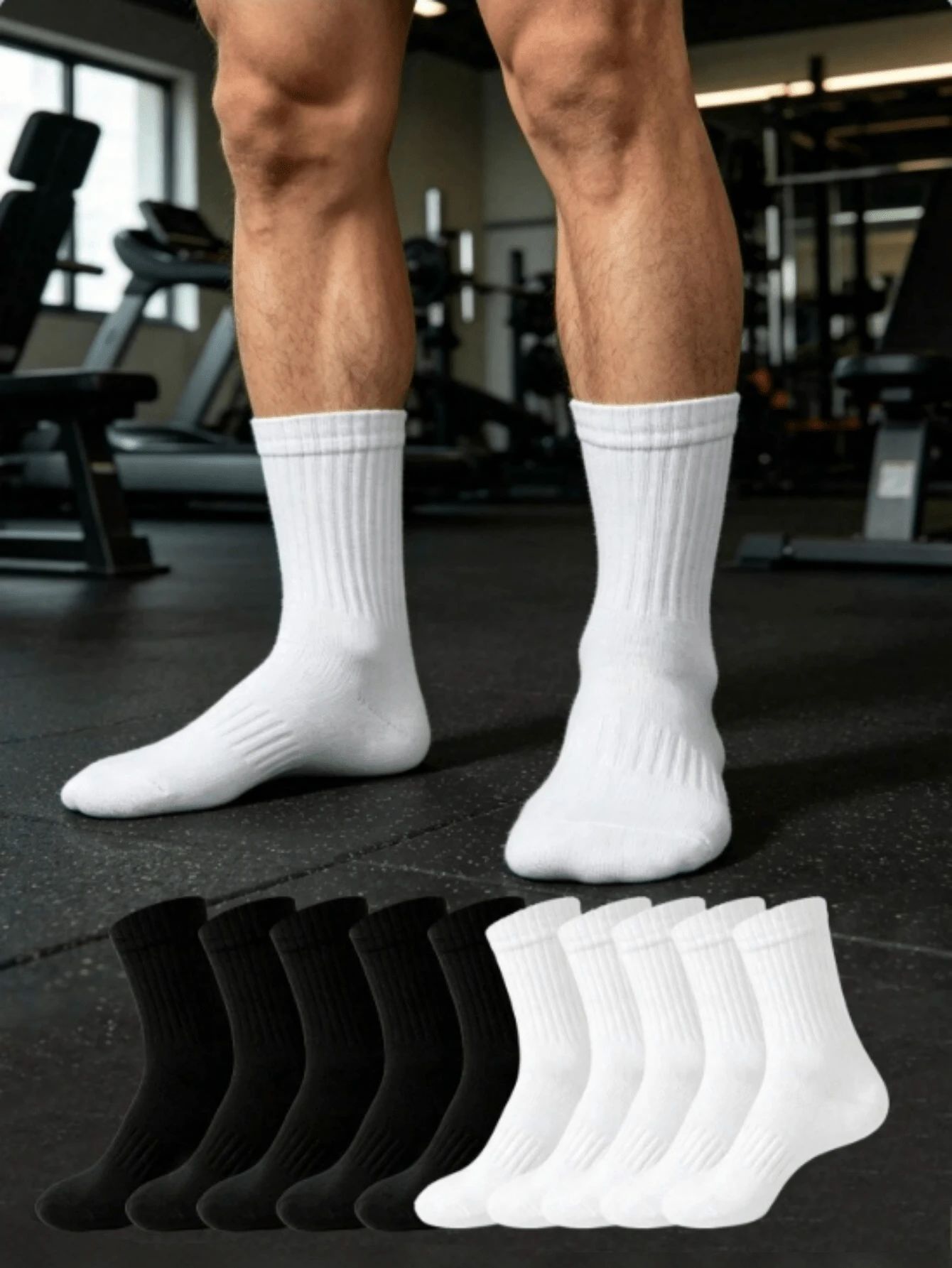 1/5/10/20 Pairs Men's Mid-Calf Socks, Striped Non-Slip Fitness Socks, Outdoor Running Socks, Basketball Socks, Casual Sports Socks - Multicolor - View 1