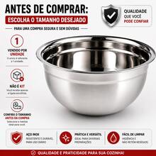 Tigela Cumbuca Bowl de Aço Inox Multiuso Sobremesa Saladeira Vasilha Pote de Cozinha Profissional Escolha o Tamanho Correto Vendido por Unidade - 26cm - Visão 8