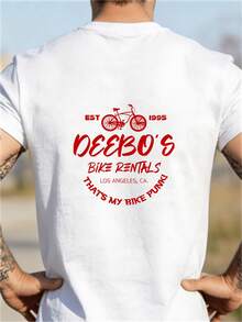 New Men's Summer T-Shirt, Short-Sleeved And Casual Style, With Ribbed Round Neck, Front And Back Print, Made Of Cool And Comfortable Fabric, With A Rental Design - 白色 - 查看 1