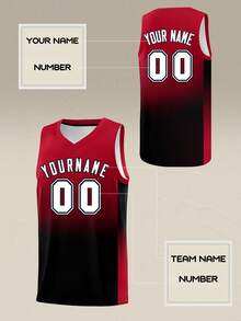 Camisetas de Baloncesto Personalizadas para Equipos, Nombre y Número Personalizables para Deportes - Rojo - Ver 2