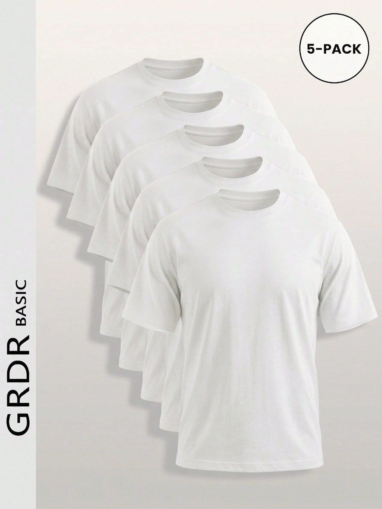 GRDR Men's Solid Color Casual Versatile Daily Wear Short Sleeve T-Shirt