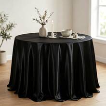 89.76 Inch (228 Cm) Round Satin Tablecloth - Elegant Smooth Fabric Tablecloth For Weddings, Birthdays, Christmas, Halloween Parties And Dining Table Decor - Multicolor - View 84