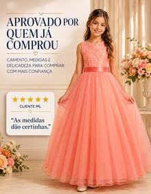 Long Dress For Children, Youth, Party, Flower Girl, Bridesmaid, Wedding, Flower Girl, Debutante, Princess, Miss, Lace With Bow, 3/4 Sleeve, Luxury - 3 To 16 Years - 乾枯玫瑰色 - 查看 9