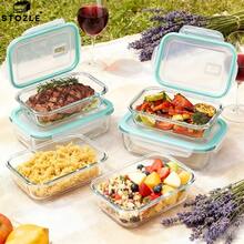 Stozle 10pcs Glass Food Storage Container Set With Vented Lids, Leak-Proof, Sealed Glass Lunch Boxes For Pantry, Kitchen, And Dishwasher Use (8 Food Storage Containers + 2 Spice Jars) - 10 Gray Pieces - View 6