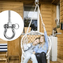 Set Of 2 Permanent Antirust 304 Stainless Steel Screw Bracket Heavy Duty 180° Swing Hangers, 1800LB Capacity Playground Yoga Hammock Rope Tire Web Chair Sandbag Punching Bag Porch Swing Sets - Silver - View 10