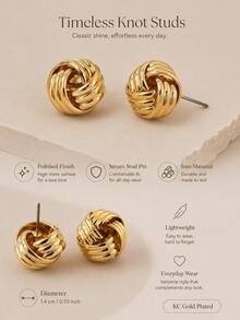1 Pair Iron 3D Twisted Knot Ball Stud Earrings For Women - Knot - View 8