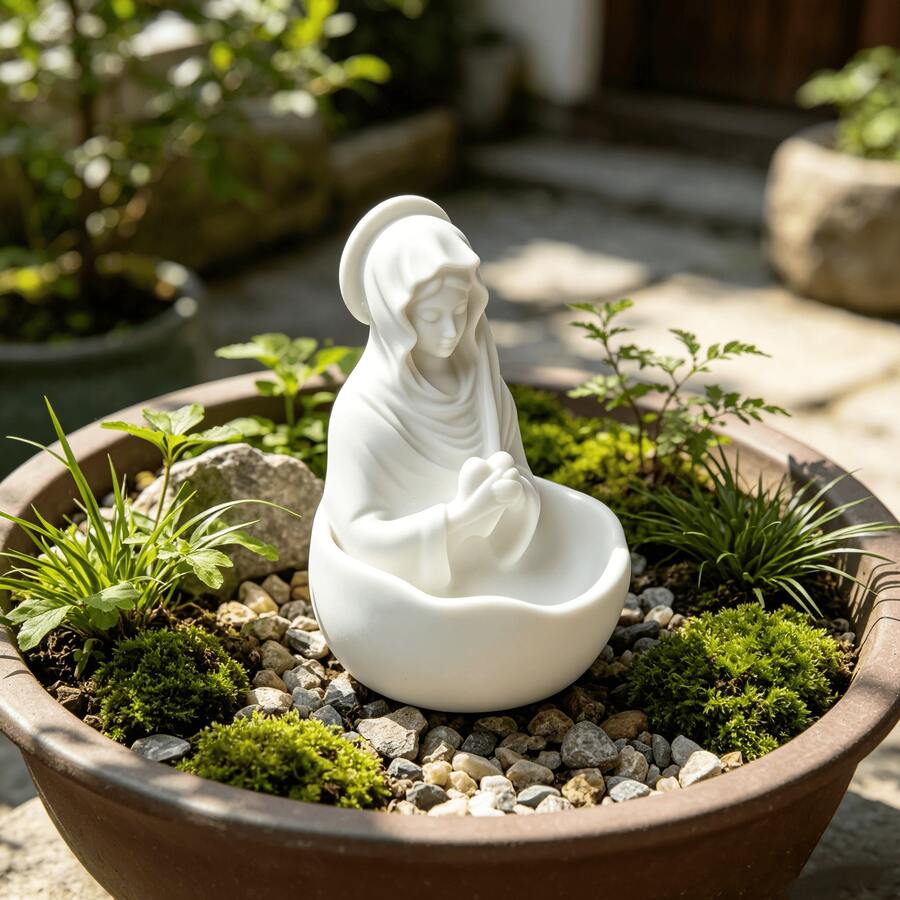 1pc Heart-Shaped Female Deity Statue, Perfect As Bonsai, Potted Plant, Aquarium Decor, Study Or Bedroom Desk Decorative Sculpture - Ideal Birthday Or Graduation Gift - Single Piece - View 1