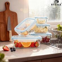 Stozle 10pcs Glass Food Storage Container Set With Vented Lids, Leak-Proof, Sealed Glass Lunch Boxes For Pantry, Kitchen, And Dishwasher Use (8 Food Storage Containers + 2 Spice Jars) - 10 Gray Pieces - View 2