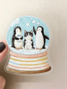 50pcs Transparent PET Cat Stickers, Cute Cat Aesthetic Stickers, Suitable For Notebooks, Stationery, Scrapbooking, Travel Art Supplies - Multicolor - View 7