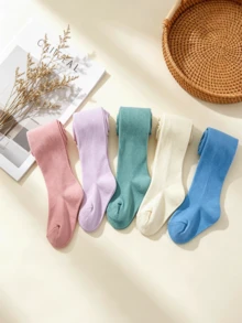 5 paia di collant tinta unita macaron per ragazze, collant base versatili per gonne tutù da principessa, primavera e autunno - Multicolore - Visualizzare 5
