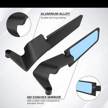 Motorcycle Invisible Wing Rearview Mirror Set, Adjustable Wing-Shaped Rearview Mirrors, Compatible With Kawasaki Z900 Z650 2021 2022 2023 - A - View 5