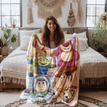 1PC Colorful Hoodie, Buzz Lightyear, Toy Story, Disney All-Star Theme Flannel Printed Blanket, Air Conditioner Cover Blanket - 100% Polyester Knitted Quilted Blanket, Digital Print - Comfortable Bedding Suitable For All Seasons, Perfect For Napping, Camping, Travel - Ideal Gift For Friends And Family, Comfortable Flannel Blanket - Multiple Sizes Available, Ultra Soft, Suitable For Sofa/Bed, Essential For All Seasons, Perfect For Daily Relaxation On The Sofa - Multicolor - View 7