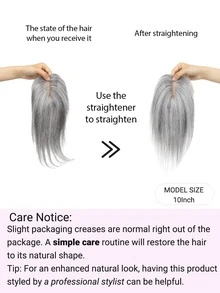 Women's Short Bob Hair Topper Piece, Suitable For Thin Hair, Side Part With Bangs, Covers Gray Hair, Straight Hair, Increases Hair Volume - Multicolor - View 3