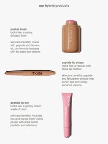 RHODE Set de bálsamo labial Hailey de 3 piezas (incluye delineador de labios, bálsamo labial y rubor). Set de maquillaje. Set de brochas de maquillaje de regalo promocional (6 brochas). Rubor portátil, delineador de labios con péptidos, brillo labial con péptidos. Maquillaje e hidratación para rostro y labios. - pecas+tostada - Ver 6