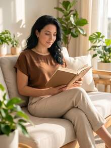 Muriah Basic Blouse, 100% Viscose Fabric, Ideal For Everyday Wear, Perfect Fit - 鏽棕色 - 查看 2