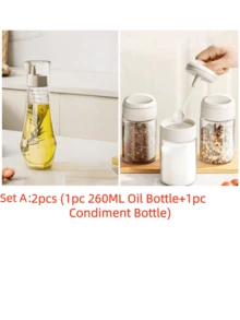 1 Pc Premium Glass Oil Dispenser Bottle - 150ml/260ml Leakproof Olive Oil And Vinegar Cruet With Drip-Free Spout And Safety Cap, Easy Clean Tabletop Condiment Dispenser For Kitchen & Restaurant(Random Style) - Multicolor - View 10