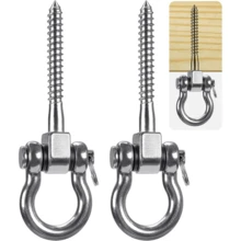 Set Of 2 Permanent Antirust 304 Stainless Steel Screw Bracket Heavy Duty 180° Swing Hangers, 1800LB Capacity Playground Yoga Hammock Rope Tire Web Chair Sandbag Punching Bag Porch Swing Sets - Silver - View 3