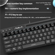 AULA F3061 Mechanical Feel Keyboard 64 Keys RGB Backlit Wired Mini Keyboard Portable Mouse Keyboard For Laptop PC Original Aula Gaming Keyboard - View 5