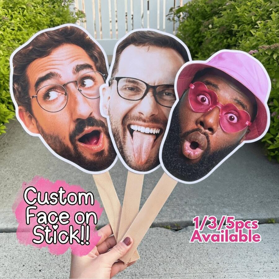 Customized Face Fan For Singles Party, Wedding Photo Prop, Personalized Large Face Paper Cutting Fan, Ideal Unique Gift For Boyfriend, Girlfriend, Parents, Family, Friends, Pets, Anniversary, Office, Colorful, One-Of-A-Kind, Customizable - Multicolor - View 1