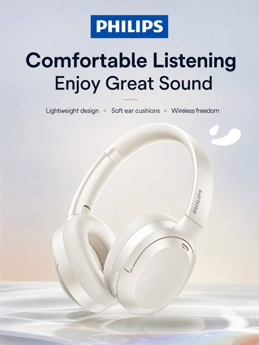 Philips TAH2120 Wireless Over-Ear Headphones, Bluetooth Headset with 40mm Drivers, Clear Calls, Volume Control, Comfortable Closed-Back Design for Music,Travel, Work, Study, Online Classes & Home Use - 查看 1