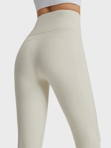KyrLssu Damen Langhose mit hoher Taille und Bootcut-Schnitt, figurbetonte Schlaghose mit integriertem breitem Bund und schlichtem minimalistischem Outfit-Design - Weiss - Übersicht 6