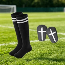 Cross-Football Training Accessories Set, Long Striped Socks + Printed Pads Combination, Lightweight Outdoor Sports Accessories, Suitable For Field Training Activities - Cross - View 1