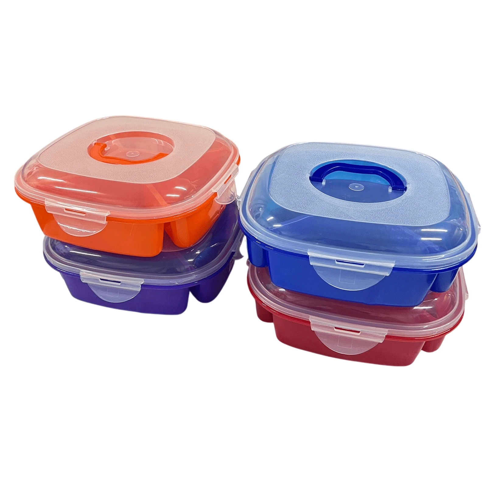 2 Topper Tupper Lunch Box Coloridos Mega Amplios Bento Comida | Colores Surtidos - Multicolor - Ver 1