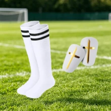 Golden Cross-Football Training Accessory Set, Long Striped Socks + Printed Pads Combination, Lightweight Outdoor Sports Accessories, Suitable For Field Training Activities - Golden Cross - View 2