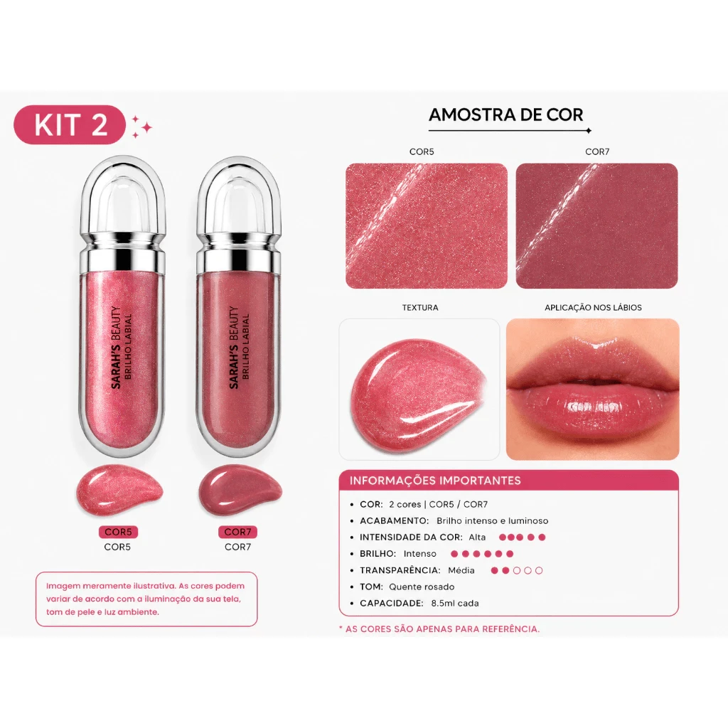 Sarah's Beauty Lip Gloss - Kit Cor 5 e 7 - View 1