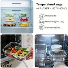 Stozle 10pcs Glass Food Storage Container Set With Vented Lids, Leak-Proof, Sealed Glass Lunch Boxes For Pantry, Kitchen, And Dishwasher Use (8 Food Storage Containers + 2 Spice Jars) - 10 Gray Pieces - View 5