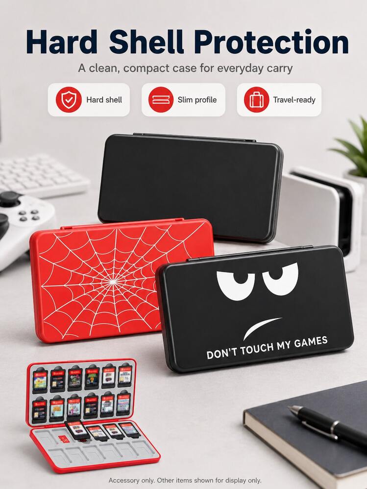 Hộp đựng thẻ game tương thích với Switch, 24 băng game + 24 thẻ TF/Micro SD, hộp bảo vệ di động, vỏ cứng, đóng mở bằng nam châm, khe cắm thẻ chống trầy xước, phụ kiện máy chơi game sắp xếp bàn làm việc du lịch ngoài trời, nhiều mẫu mã - Nhiều màu - Xem 8